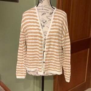 Madewell Cream and Tan Striped Cardigan, Size S